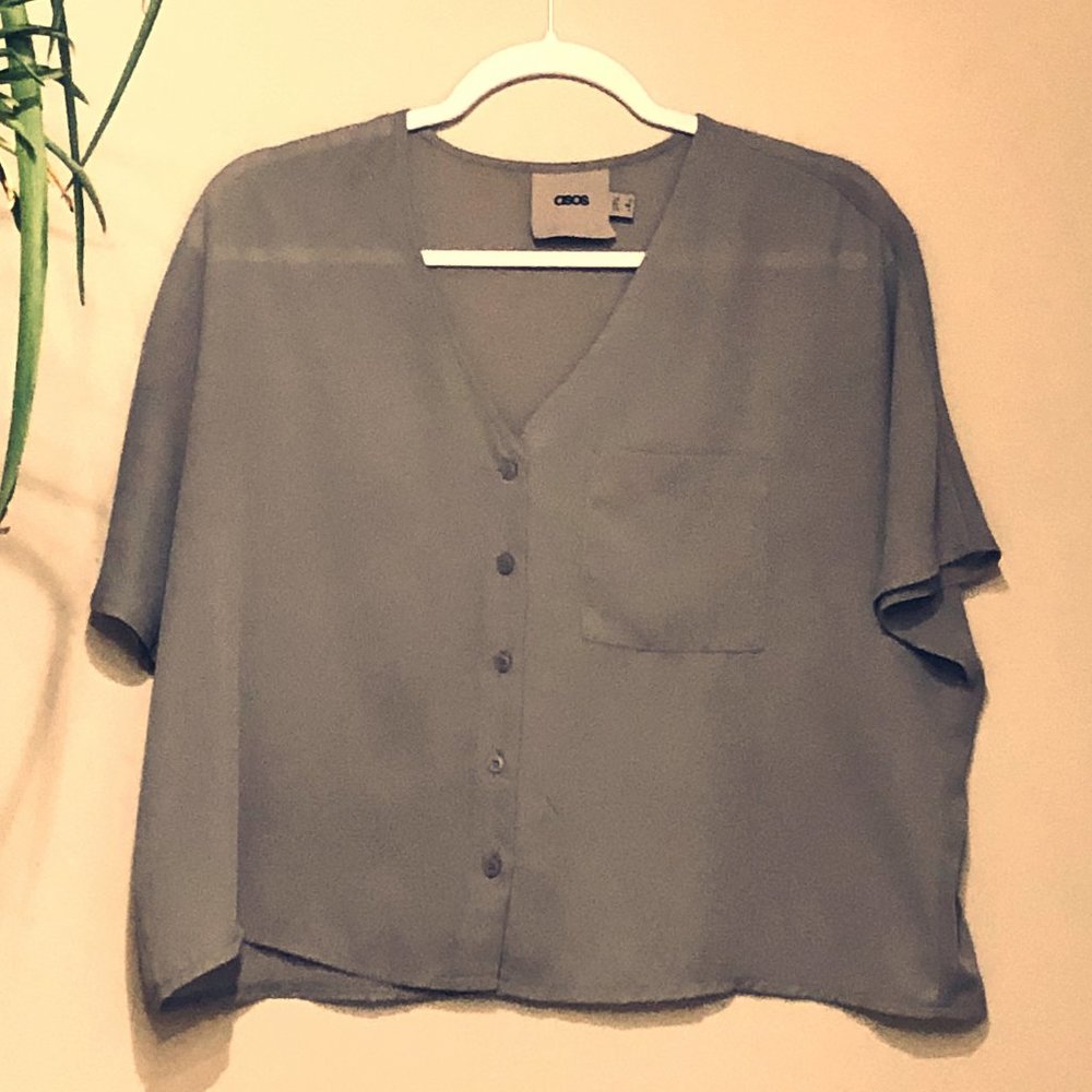 ASOS cropped button-up blouse